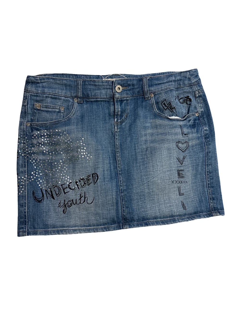 Z. Cavaricci Blue Denim Mini Skirt with Embellishment-Y2K